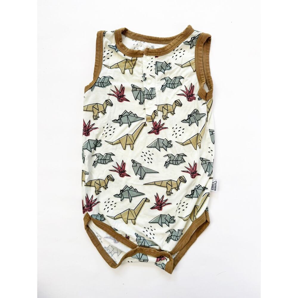 Southern Slumber Origami Dinosaur Sleeveless Onesie 18-24 Months
